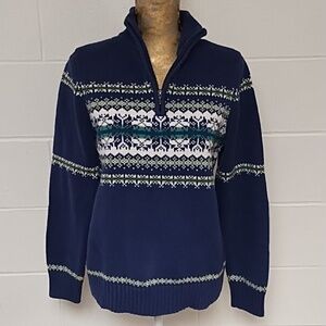 Croft & Barrow Medium Nordic Fair Isle Cotton Blend 1/4 Zip Mock Neck Sweater